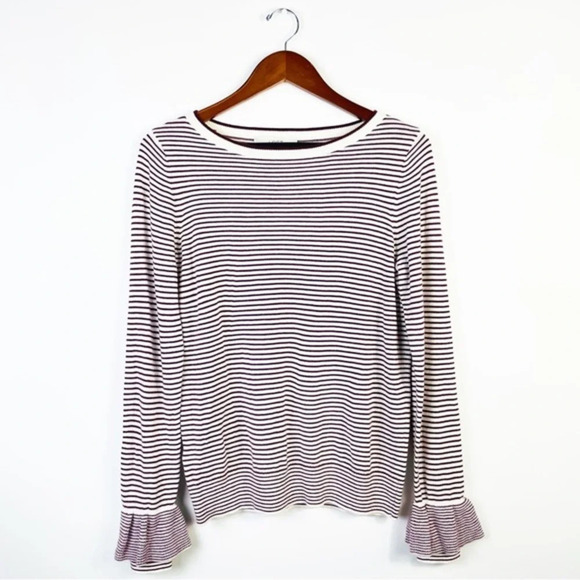 LOFT Knit Stripe‎ Long Sleeve Top Size Medium - Picture 1 of 7